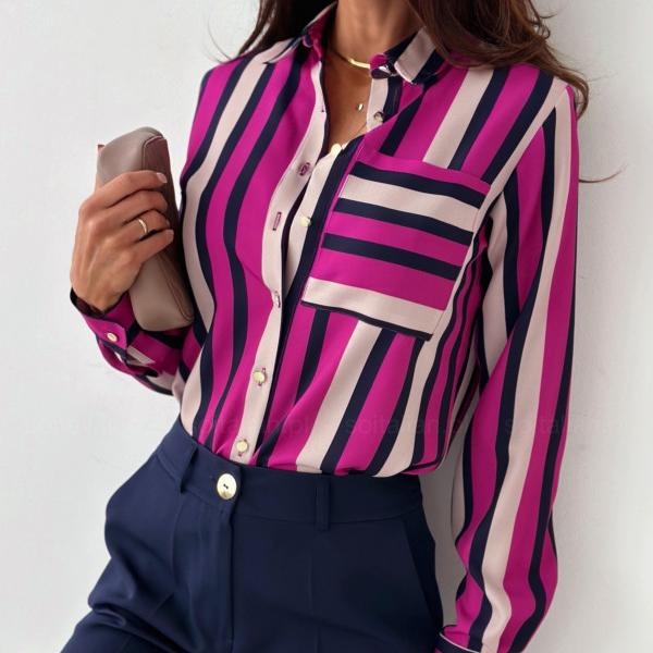 BITCED Women's Autumn Fashion Long Sleeve V-Neck Ladies Shirt Blouse