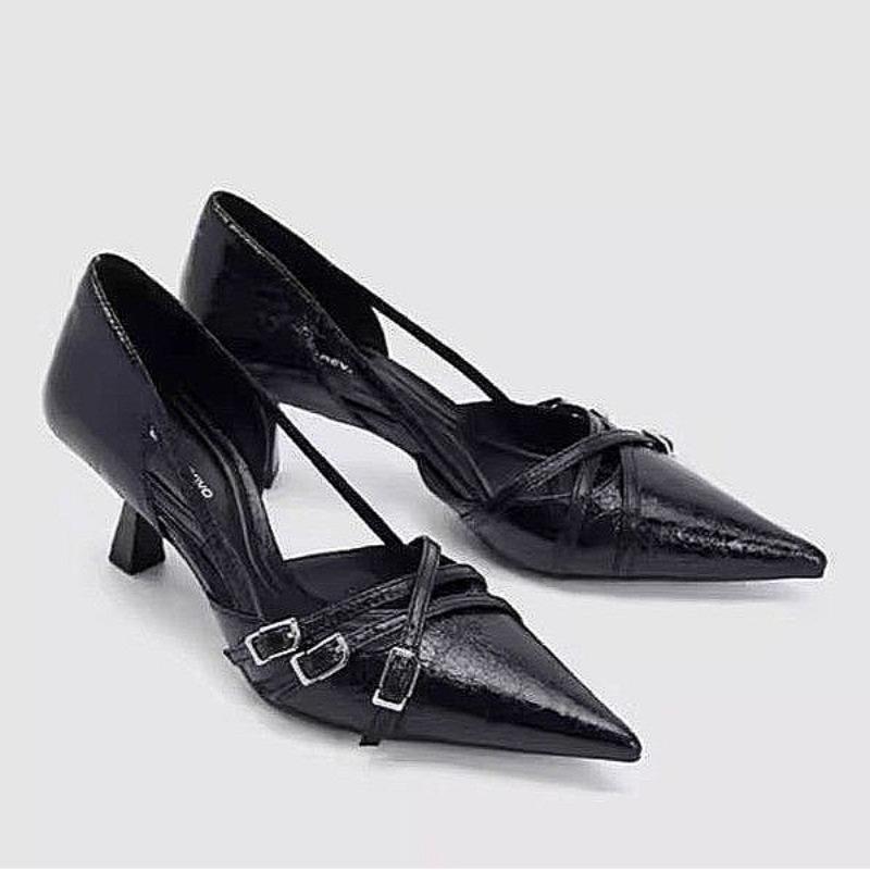 Fashion Pointed Toe High Heels Women Heeled Sandals Shoes Summer 2025 Trend Brand Sexy Party Pumps Shallow Leather Sandalias De Mujer