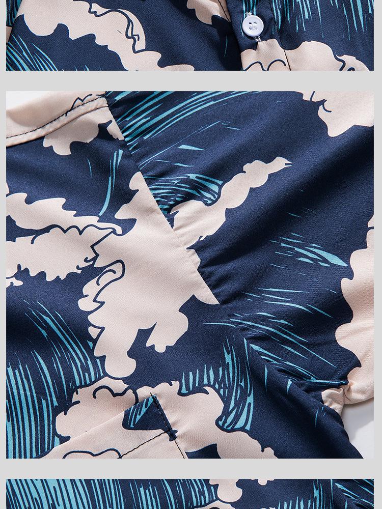 Hong Kong Style Men's Short-Sleeve Full Print Shirt - Trendy, Loose Fit, Korean Inspired Five-Point Sleeve