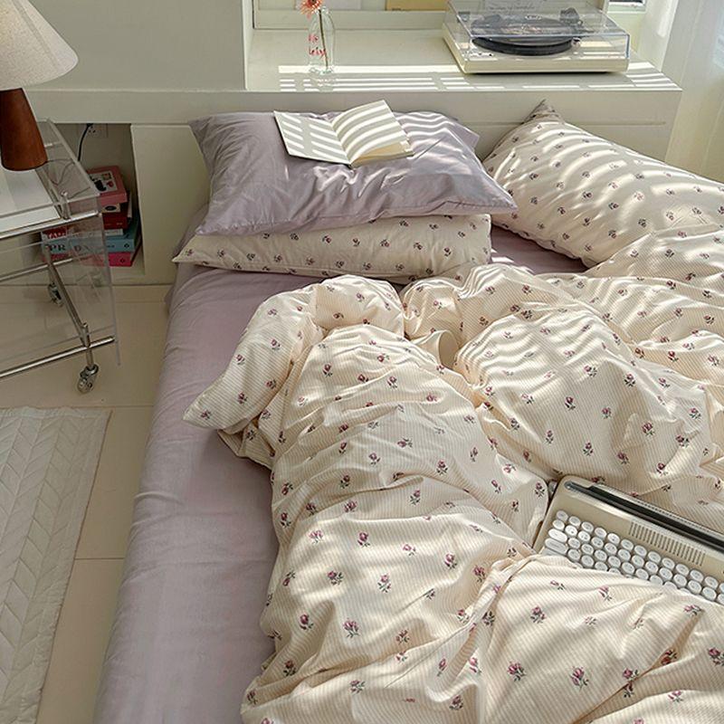 Pink Cherry Bedding Set No Filler Ins Style Duvet Cover Flat Sheet Pillowcases Single Full Queen Size BedSpread Home Textile