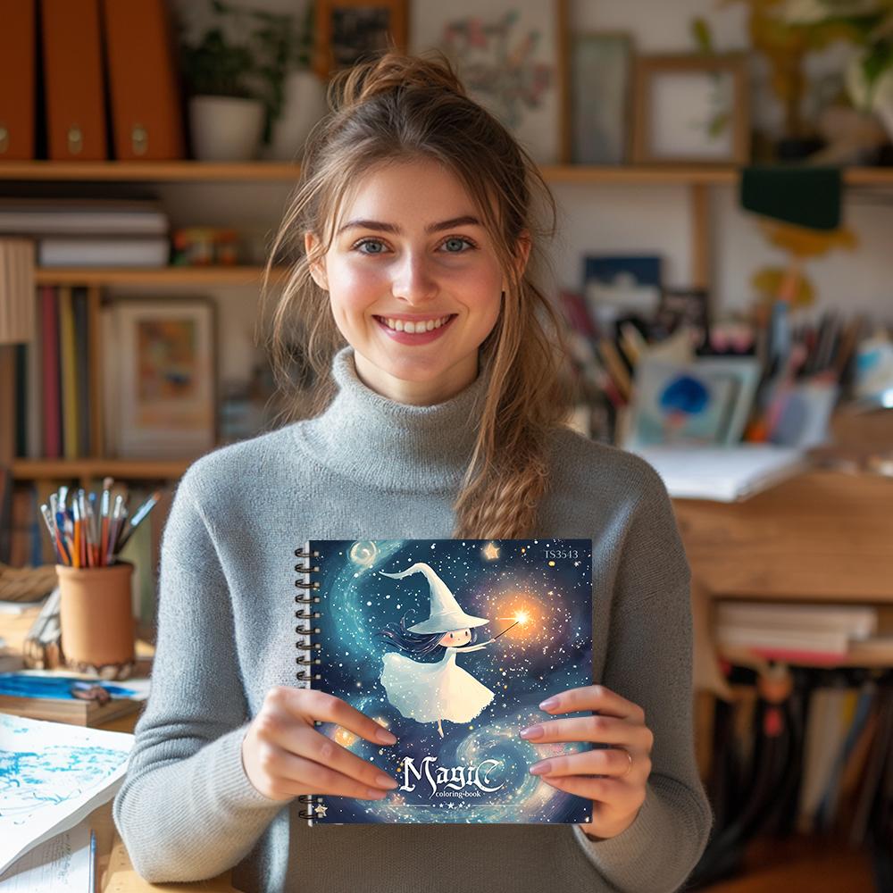 Magisches Malbuch - 30-seitiges Malbuch für Erwachsene, 100 g/m², 8,3 Zoll × 8,3 Zoll, Kunstbuch, Geburtstagsgeschenk, Feiertagsparty