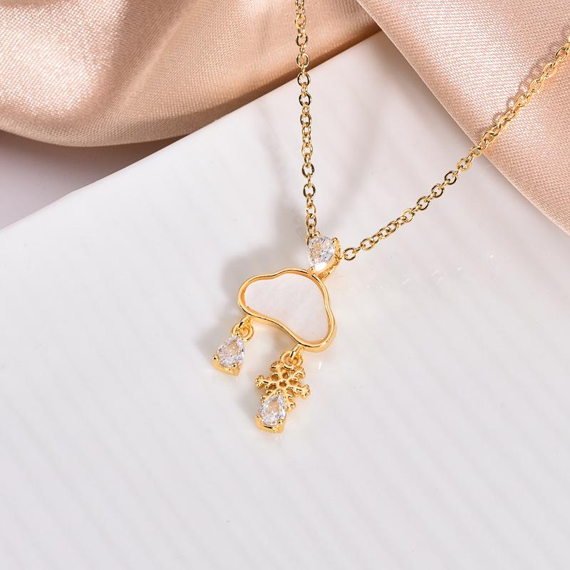 18k Gold Plated Copper Zircon Necklace: Fashionable, Non-Fading, Lightweight Clavicle Chain Jewelry