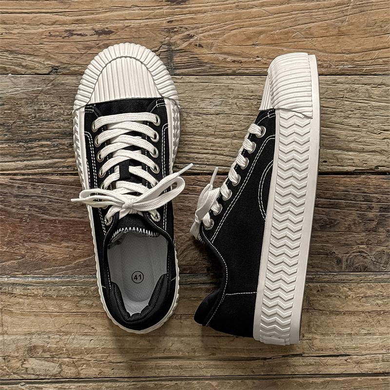 

Осенняя мужская парусиновая обувь Нишевый дизайн Модная Удобная Плоская Повседневная обувь Уличная Обувь на толстой подошве Спортивная обувь Ультрамягкая подошва 44 чёрный