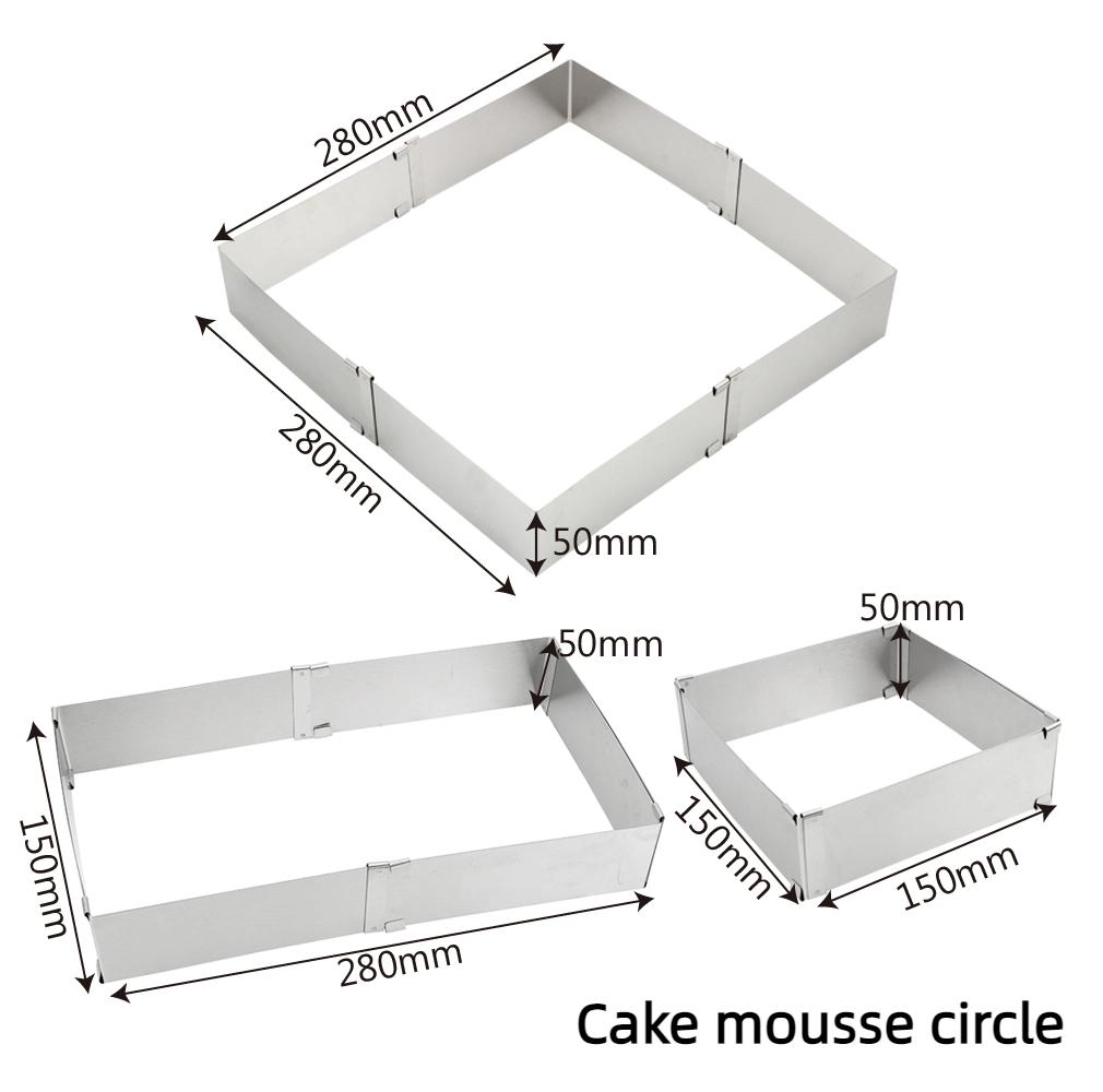 Bakeware Stainless Steel Adjustable Mousse Ring DIY Cake Decorating Mould Square Cake Mold Dessert Baking Tool