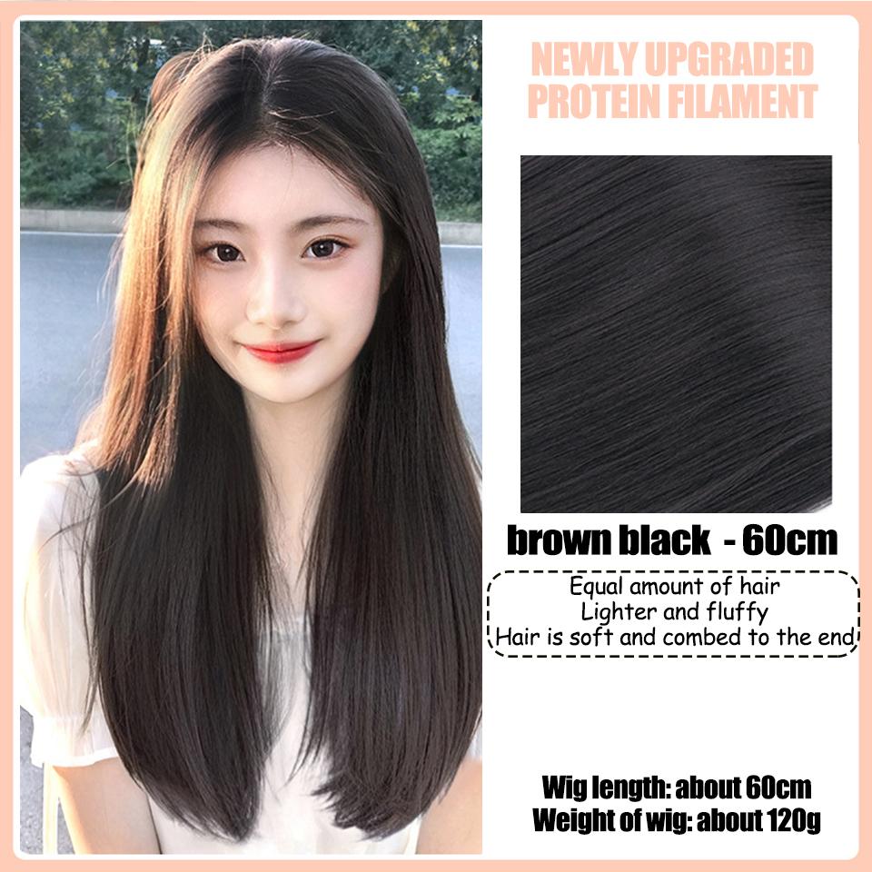 WTB Three-piece Hair Extension Synthetic Wig Women Head Natural Fluffy Long Straight Hair Extension Three-piece Wig Piece