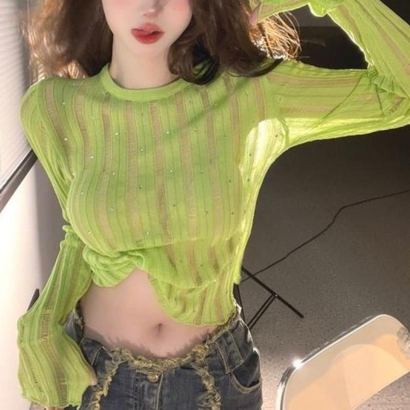 

Тонкий ажурный трикотажный топ-накидка из ледяного шелка для защиты от солнца для женщин. Летняя футболка с длинным рукавом с дизайнерским чутьем и нишевым стилем XL зелёный