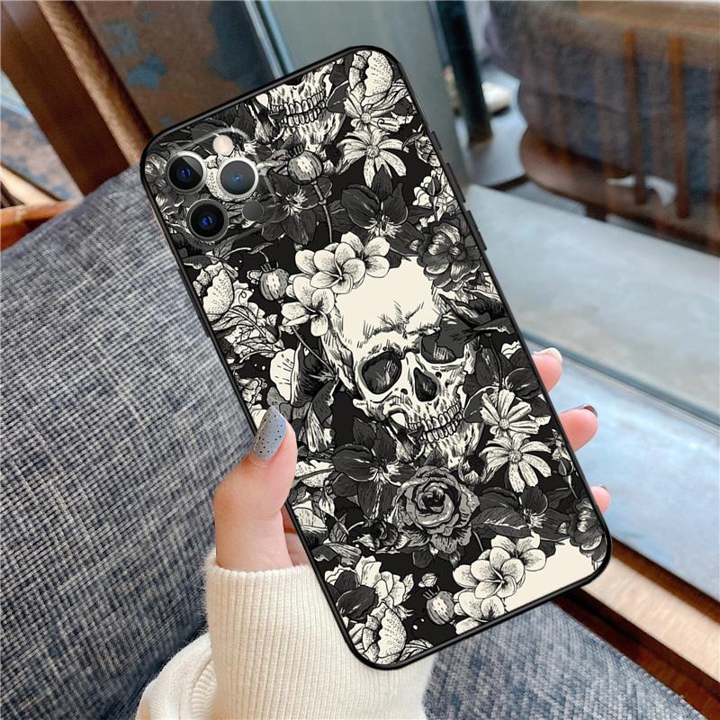 Gothic Fashion Skull Phone Case For iPhone 11 12 13 14 15 16 Pro Max 12 13 Mini X XR XS MAX 14 Plus Cover