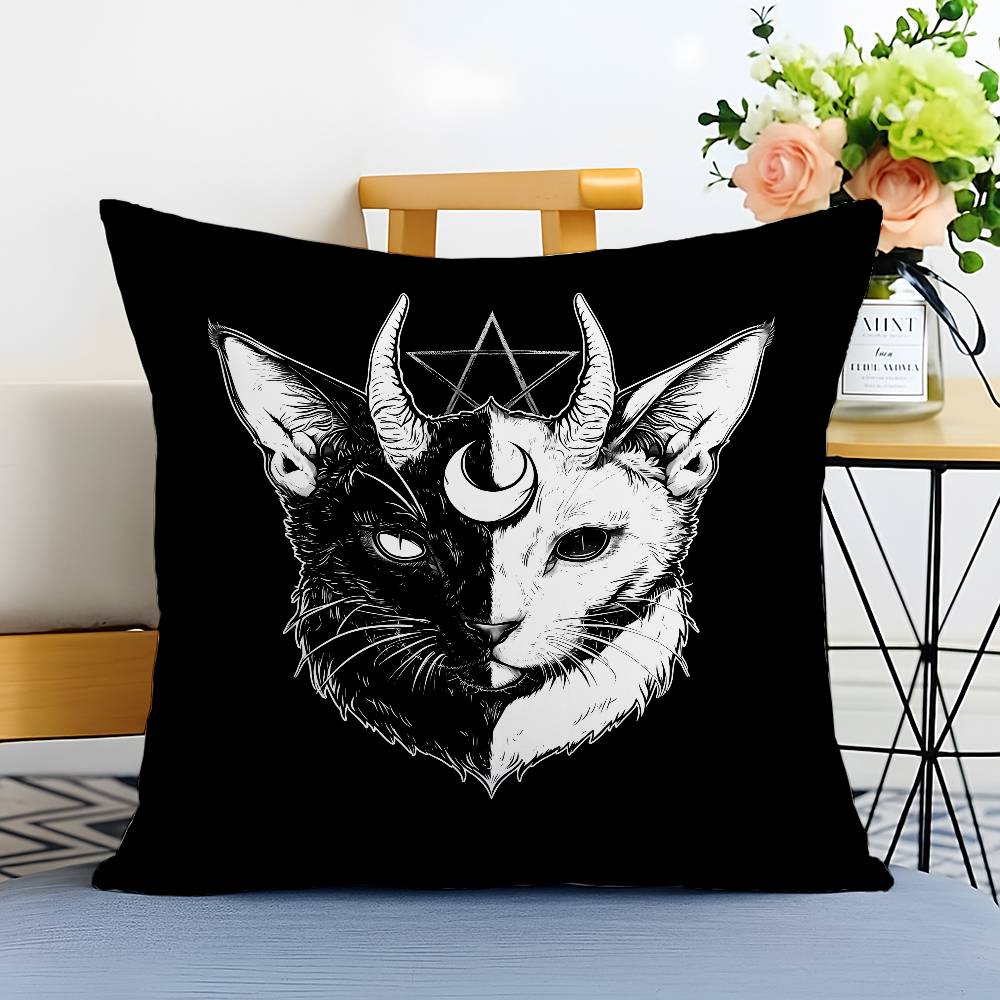 Handsome Black Nordic Cat Pillow Case Printed Brushed Fleece Pillow Baby Skin-Touch Eco-Friendly Dye-Sublimat
