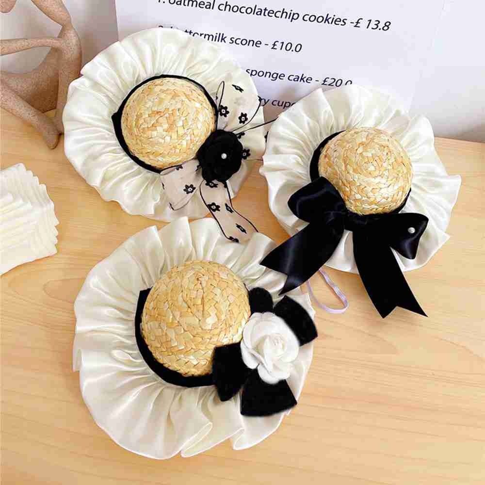 

Регулируемые товары для домашних животных в стиле ретро, ​​аксессуары для кошек, реквизит, шляпа, кепка для собаки, соломенная шляпа с лентой для собак, шляпа от солнца для собак