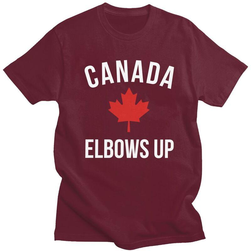 Custom Cool Elbows Up Canada Maple T Shirt Men Pure Cotton Tshirt Leisure Tee Tops Fashion Tshirts