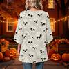 Women's Halloween Print Casual Loose Fit Three-Quarter Sleeve Round Neck Top