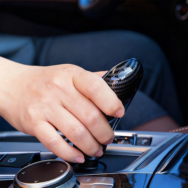 FÜR BMW Für 5er Serie/X3/X4/6er Serie GT/7er Serie 2018- Schalthebelabdeckung ABS Karbonfaser-Textur 11x5cm Perfekte Passform