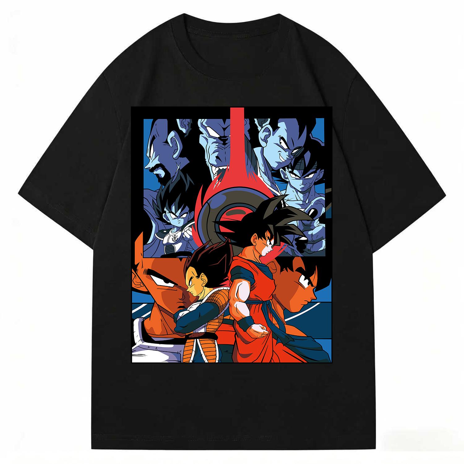 

2026 New Dragon Ball Anime Goku Super Saiyan Printed Short Sleeve Tshirt Mens and Womens Tshirt Mens Tops Sports Tshirt S
