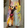 Women's Kawaii Dogs Pattern Casual Wide Leg Pants Vintage Color Beagle Summer Trousers Funny Soft Loose Big Pocket Classic Pants