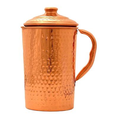 Pure Copper Hammered Jug Pitcher with Lid 1500 ML - Storage Water Serveware Home Hotel Restaurant Benefit Yoga Ayurveda