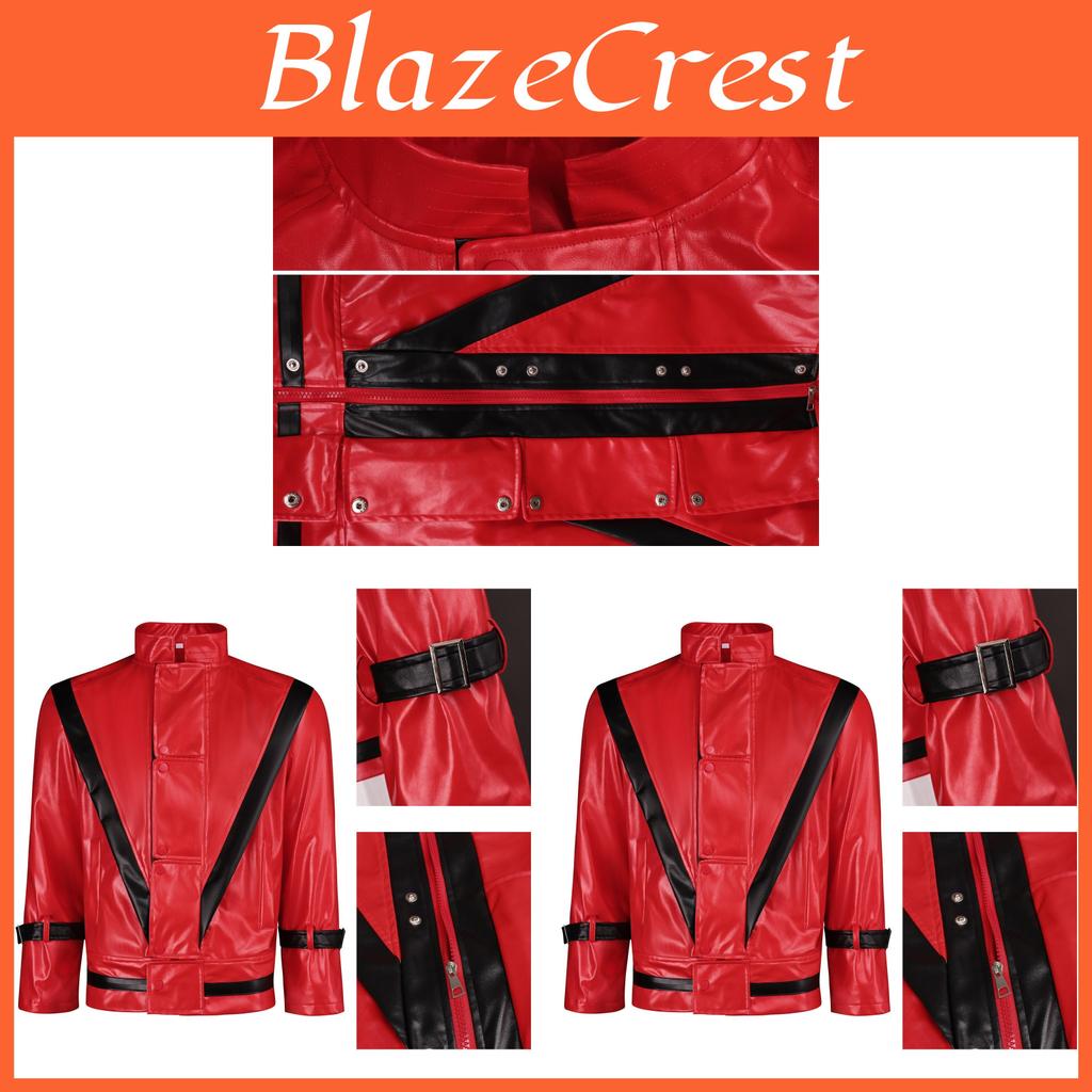 Michael Jackson Piros PU Bőr Dzseki Cosplay Öltözék Anime és Játékos Eseményekre