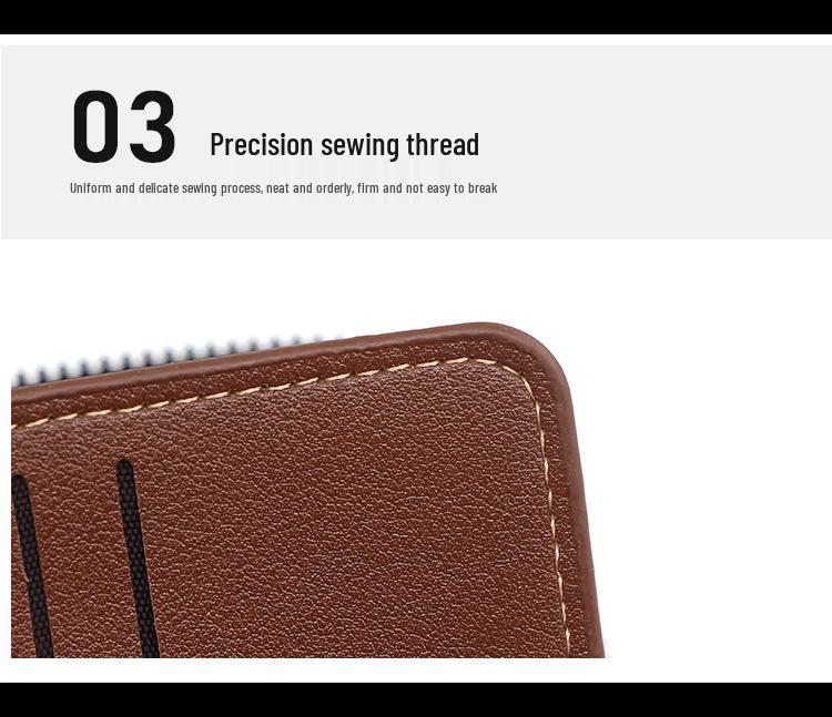 MenBense Men's Retro Zipper Wallet: Fashionable, Short, Large Capacity, Multi-Card Slots.