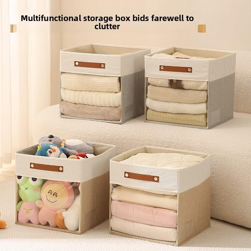 Foldable Fabric Clothing Storage Box With Clear Visibility For Bedroom And Closet Organization