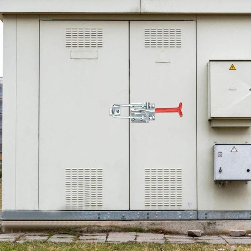 Professional Toggle Action Clamps 2 Pack Sturdy Carbon Steel Latches Tool Less Mounting for Garage Door Daily Use