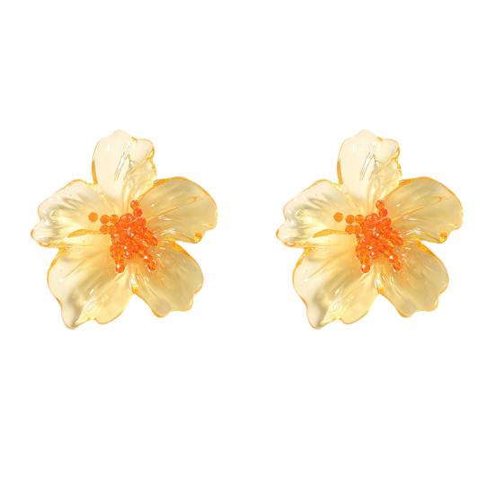 1 Pair Women Earrings Transparent Flower Shape Acrylic Earrings Lightweight Stud Earrings Jewelry Gift