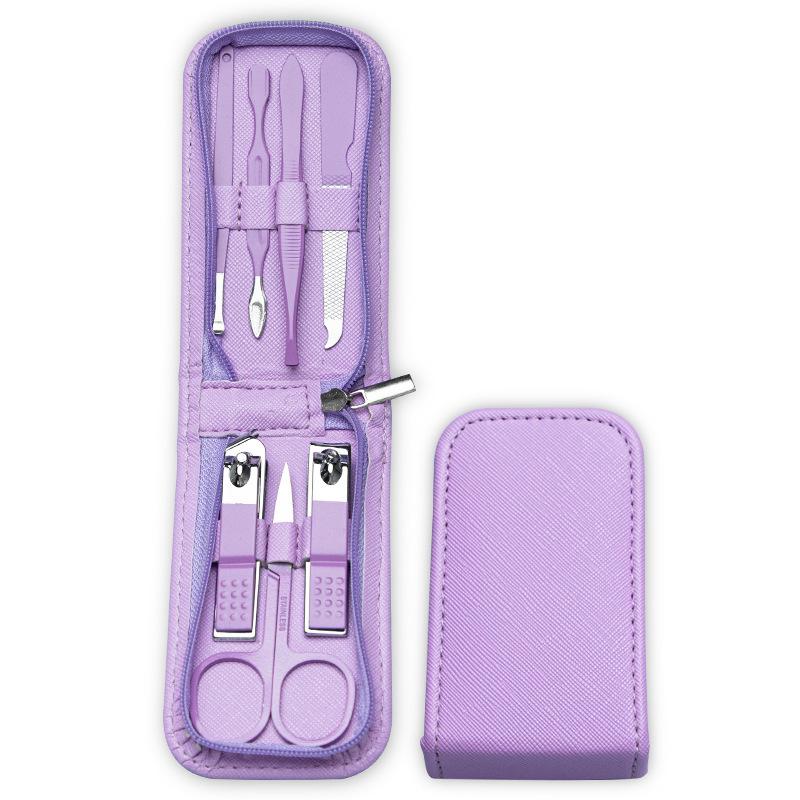 

Professional Nail Clippers and Nail Care Kit with Zippered Pouch: Stainless Steel Nail Clippers, Ear Pick, and Nail File. фиолетовый