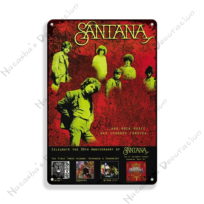 Santana Poster Dekorative Platte Rockmusik Metallposter Garage Club Metall Blechschild Metallplakette Wandplatte Man Cave Wanddeko