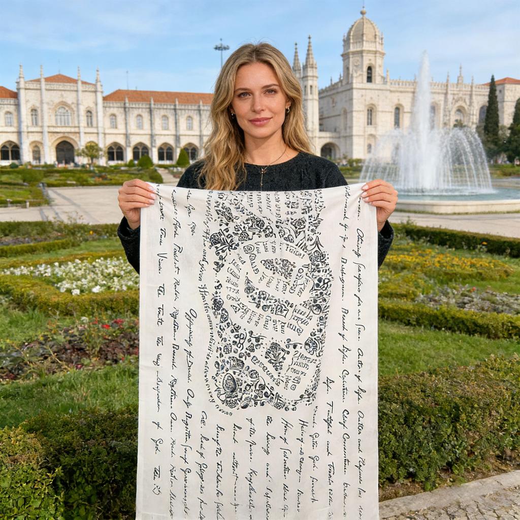 Vintage Briefdruck Chiffon Schal, 170×70cm Leichter Schal für die Sonne