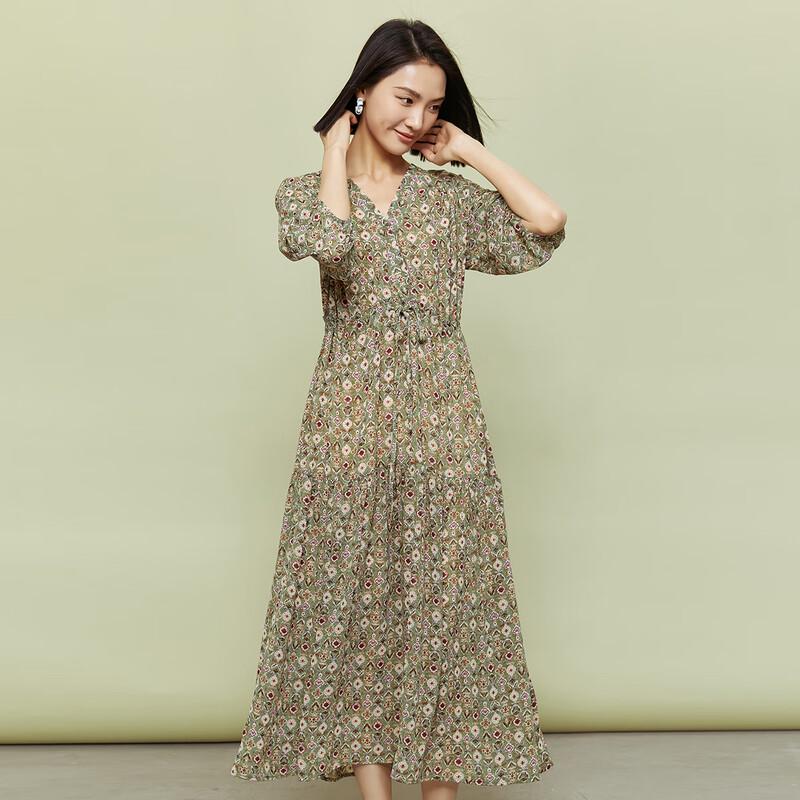 

French Romantic Floral A-Line Midi Dress S