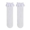 Lace Trim Fishnet Rose-Pattern Mid-Calf Lolita Socks - Women's Cute White Stockings