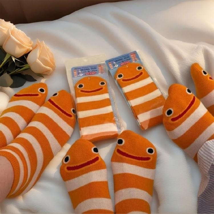 Alltagssocken, leicht, mit lustigem Aal-Fischstreifenmuster, schnelltrocknendes Gewebe, atmungsaktiv, mittellang, für Damen