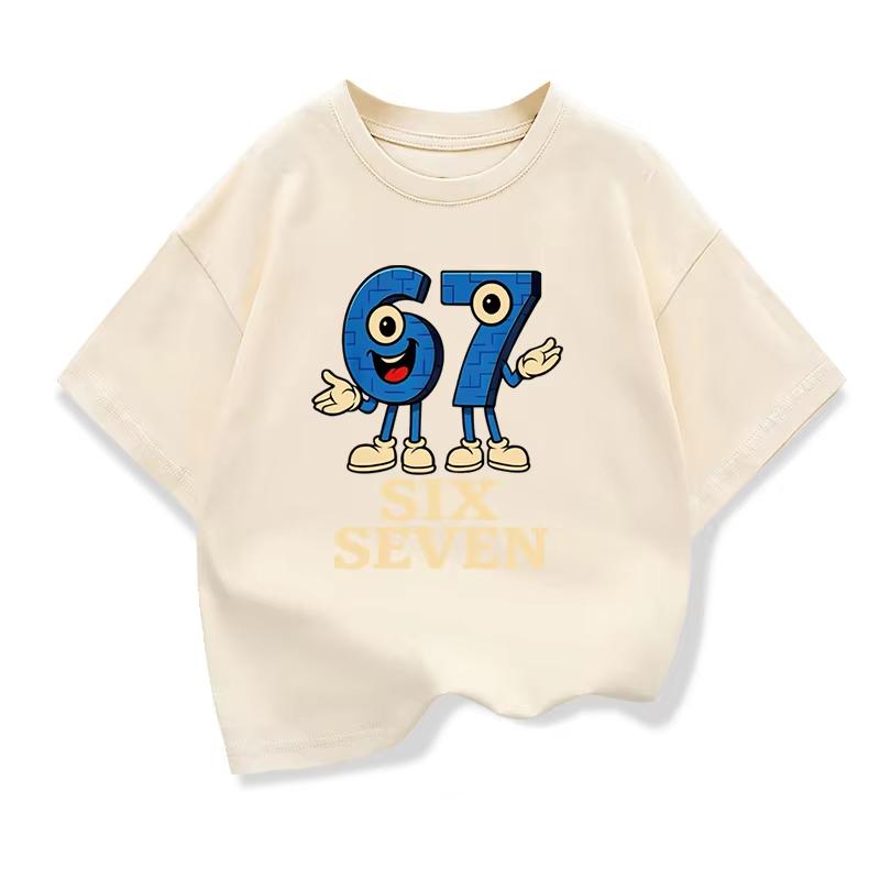 Kids Cartoon SIX SEVEN Number 67 Graphic TShirt Soft Cotton Cute Wear for Boys Girlstk0119