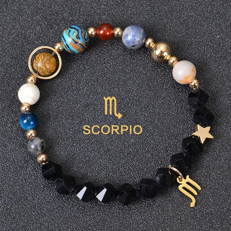 Eight major planets and twelve zodiac signs bracelet, frosted stone, bead bracelet, planets, Christmas gift, Stocking stuffers