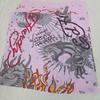Used Ed Hardy Large Stole Skull Heart Pink