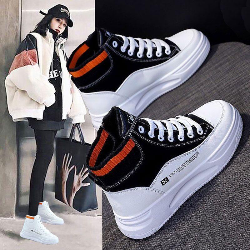 

Высокие маленькие белые туфли женские новые осенние кожаные туфли на платформе повседневные спортивные кеды модные универсальные женские туфли 35 чёрный