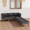 VidaXL 6-tlg. Garten-Lounge-Set mit Kissen Poly Rattan Grau