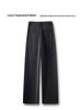Spring 2025 Women's High-Waisted Grey Wide-Leg Trousers - Relaxed Fit, Loose Straight-Leg Casual Pants