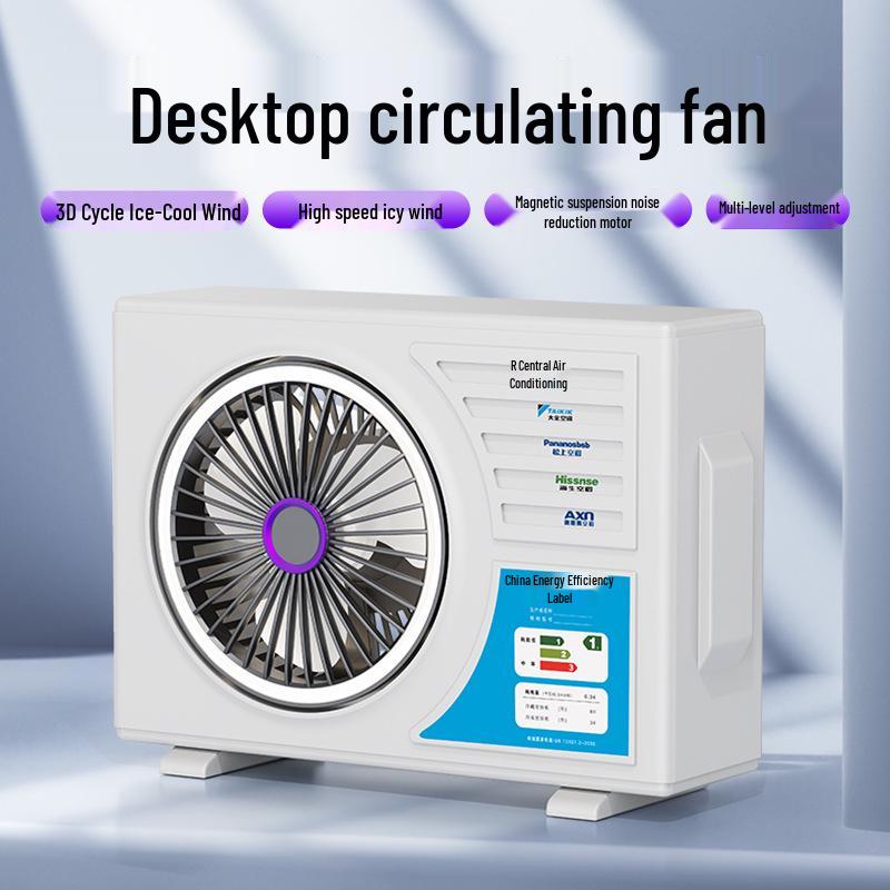 USB Rechargeable Portable Desktop Fan with Multi-speed Adjustment and Light Circulation USB Rechargeable
