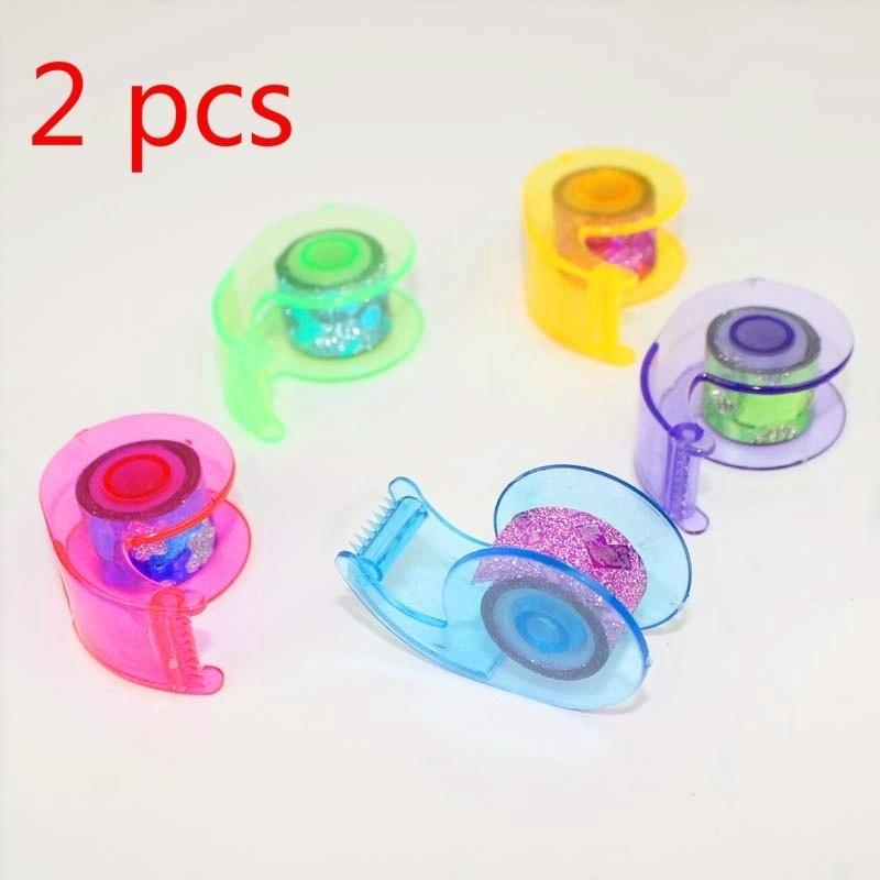 

2 Pcs Tape Dispenser Gold Powder Glitter Handmade Cutting Tape Seat Decorative Stickers with Tape Machine Paper Holder Office