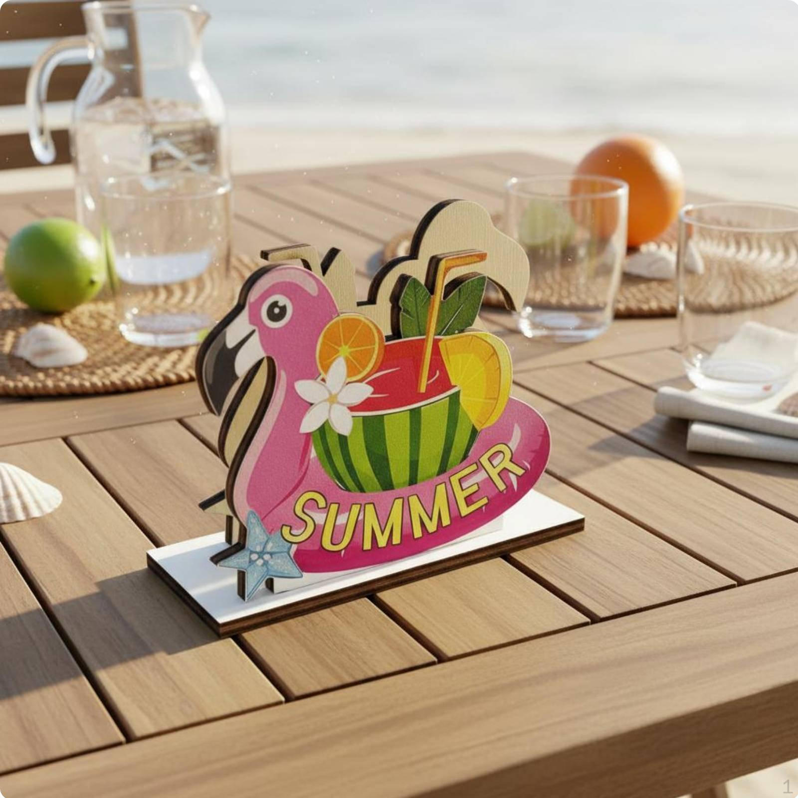 Decorative Wooden Napkin Stand Innovative Design Summer Themed Holder Kitchen Accessory for Scm2506-2