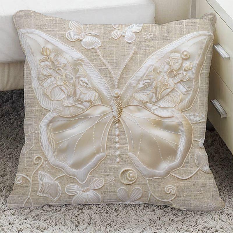 Funda de almohada de floración rica con adorno de flor tridimensional Funda de almohada Decoración de sofá para el hogar Funda de cojín Almohada de mesita de noche