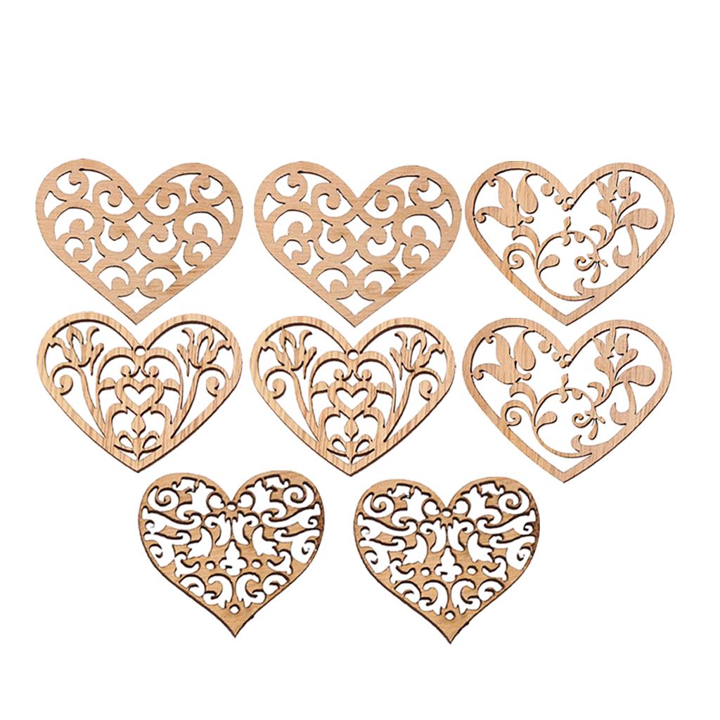 Buy 8 Pack Hollow Wood Heart Shapes Craft Wooden Embellishment DIY