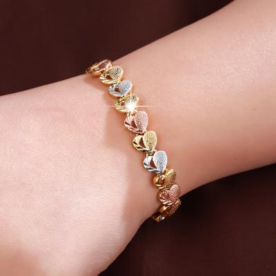 Modisches Klassisches Dreifarbige Goldfarbe Herzförmiges Armband, Multifunktionales Accessoire Schmuck für Damen Tägliches Tragen