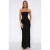Women's Strapless Midi Dress Slim Fit Elastic Waist Sexy Satin Corset Bodycon Dress Solid Ruched Wedding Guest Evening Gown
