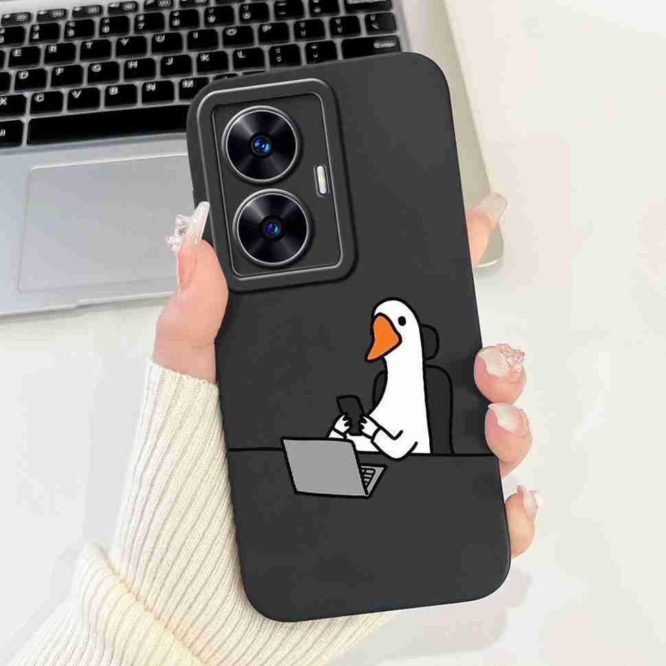 For Oppo Realme C55 RMX3710 Case Cute Cat Luxury Flower Bow Silicone Soft Matte Cover For Realme c55 C 55 Shockproof Phone Case