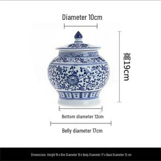 Blue & White Porcelain Tea Caddy: Antique Ceramic Storage Jar for Home Decor