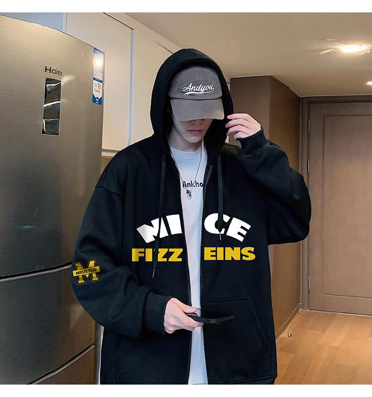 Men's Loose Fit Hooded Cardigan - Trendy American Style, Autumn/Winter 2025 Collection