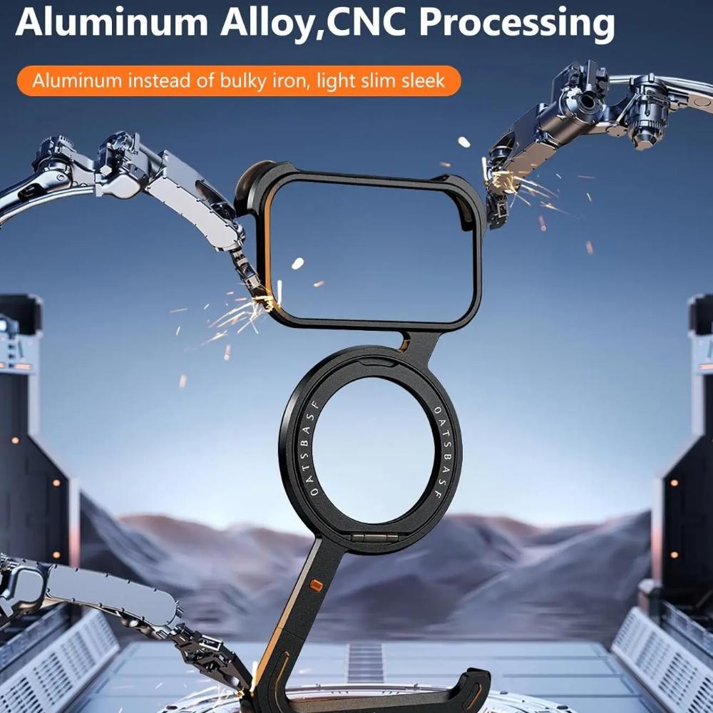 Minimalistisk Z Rammeløst Deksel For iPhone 17 Pro Max Air Rammeløs Metallringstativ 360 Roterbart Magnetisk Støtteben Beskyttende