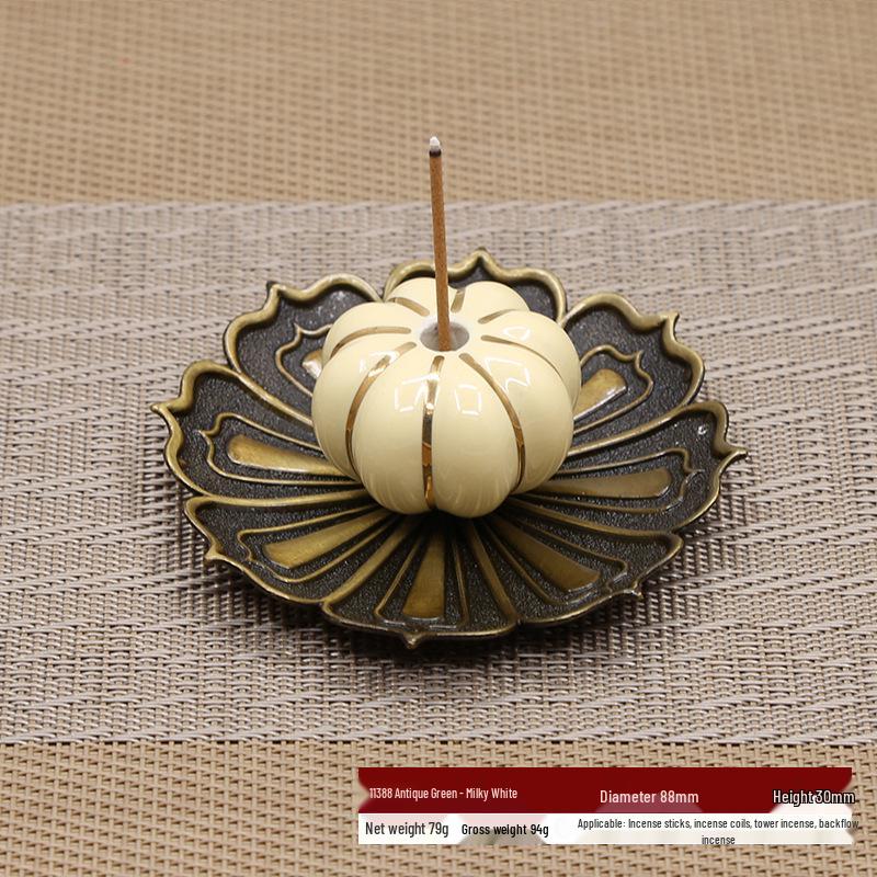 Seven-Color Ceramic Zen Incense Burner Tray with Sandalwood Coil Holder