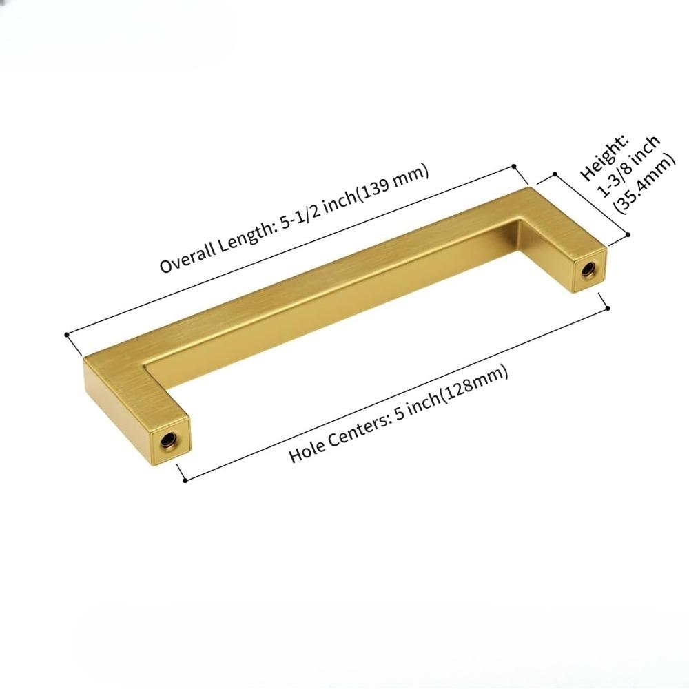 2 pcs Brushed Gold Cabinet Handles Stainless Steel Square Bar Pulls for Kitchen Bathroom Cupboard