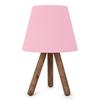 Dreibeiniger Holzlampenschirm Rosa Stoffschirm Schlafzimmer Kinderzimmer Tischleuchte